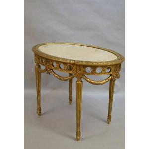 Table de milieu Louis XVI, en bois doré 