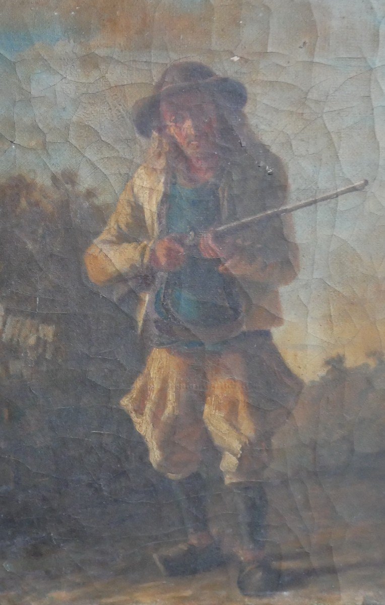 Huile Sur Toile, Portrait d'Un Chouan, chasseur, Signé, Bragou-bras, Bretagne, XIXème-photo-2
