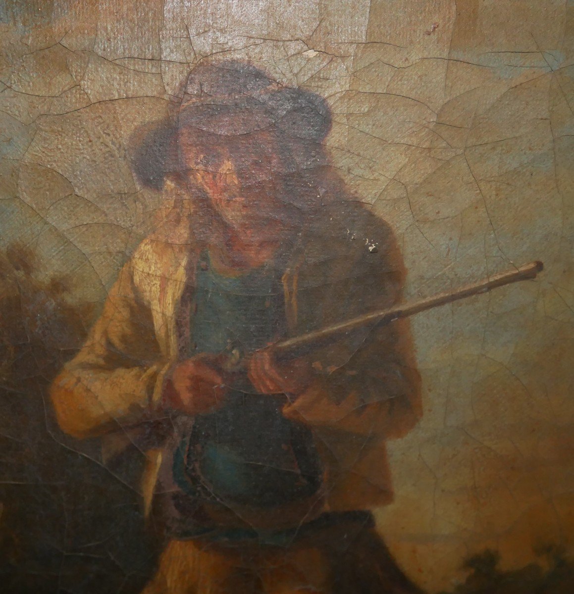 Huile Sur Toile, Portrait d'Un Chouan, chasseur, Signé, Bragou-bras, Bretagne, XIXème-photo-3
