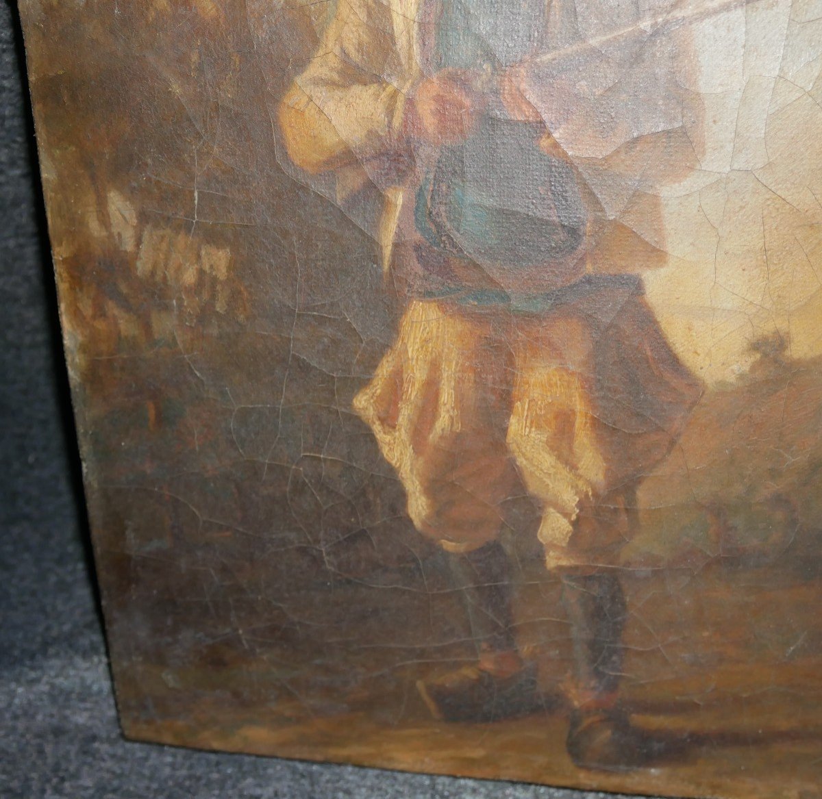 Huile Sur Toile, Portrait d'Un Chouan, chasseur, Signé, Bragou-bras, Bretagne, XIXème-photo-4