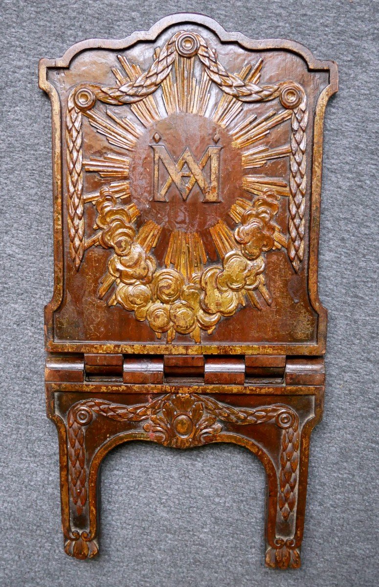 Altar Lectern In Golden Carved Wood, Empire, XIXth Century
