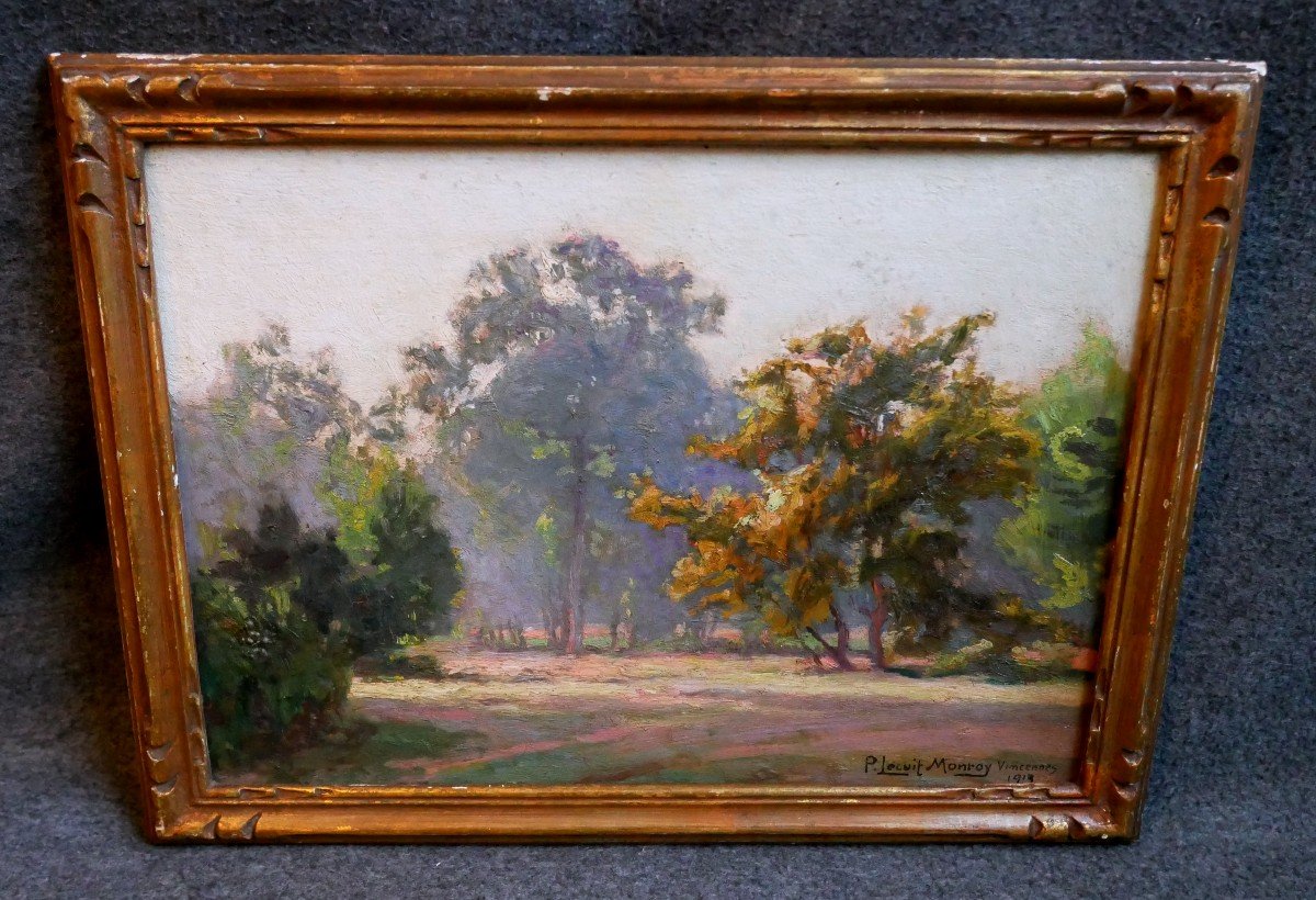 Paul Lecuit Monroy, Bois De Vincennes 1913, Oil On Cardboard Signed