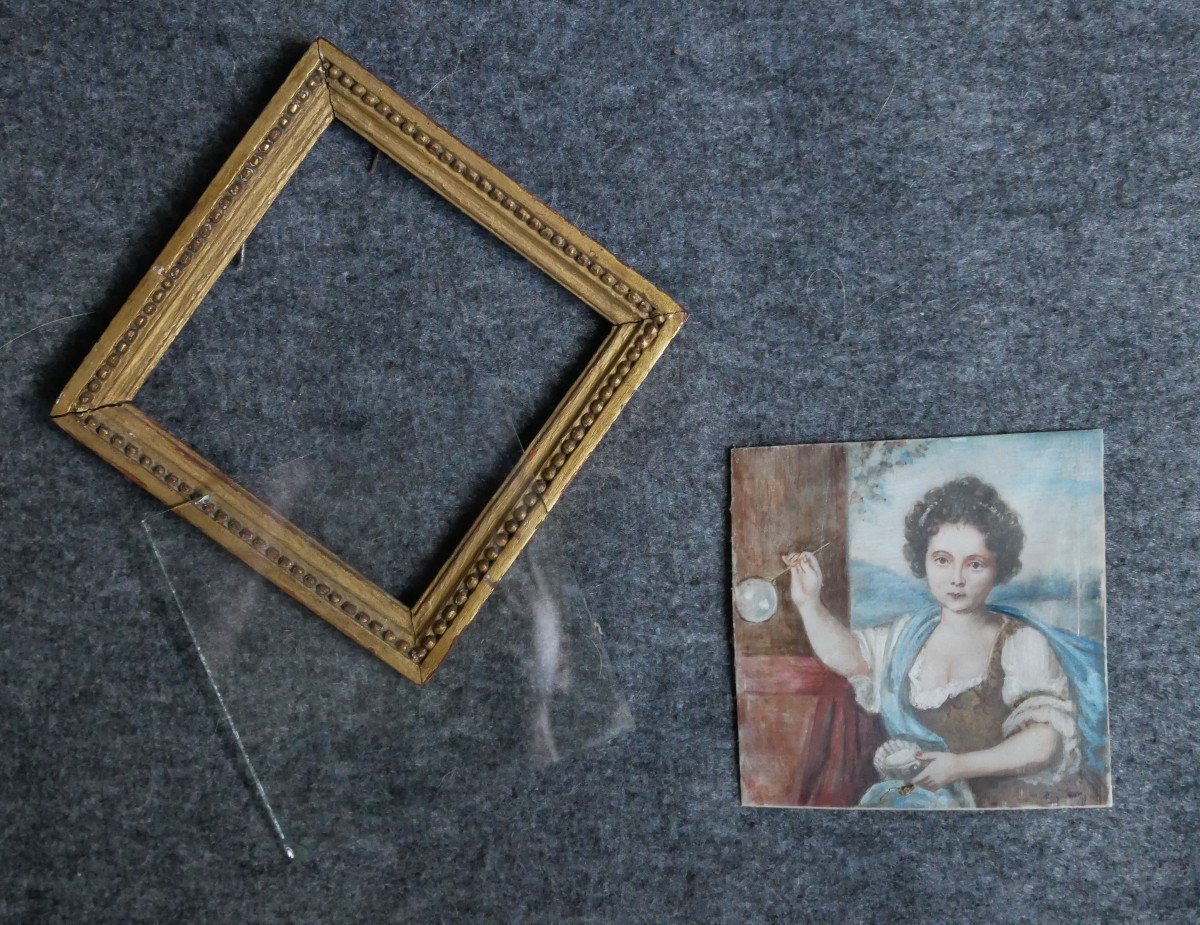 D'après Pierre Mignard, Portrait de Louise-Marie de Bourbon, Miniature, XVIIIème, XIXème-photo-4