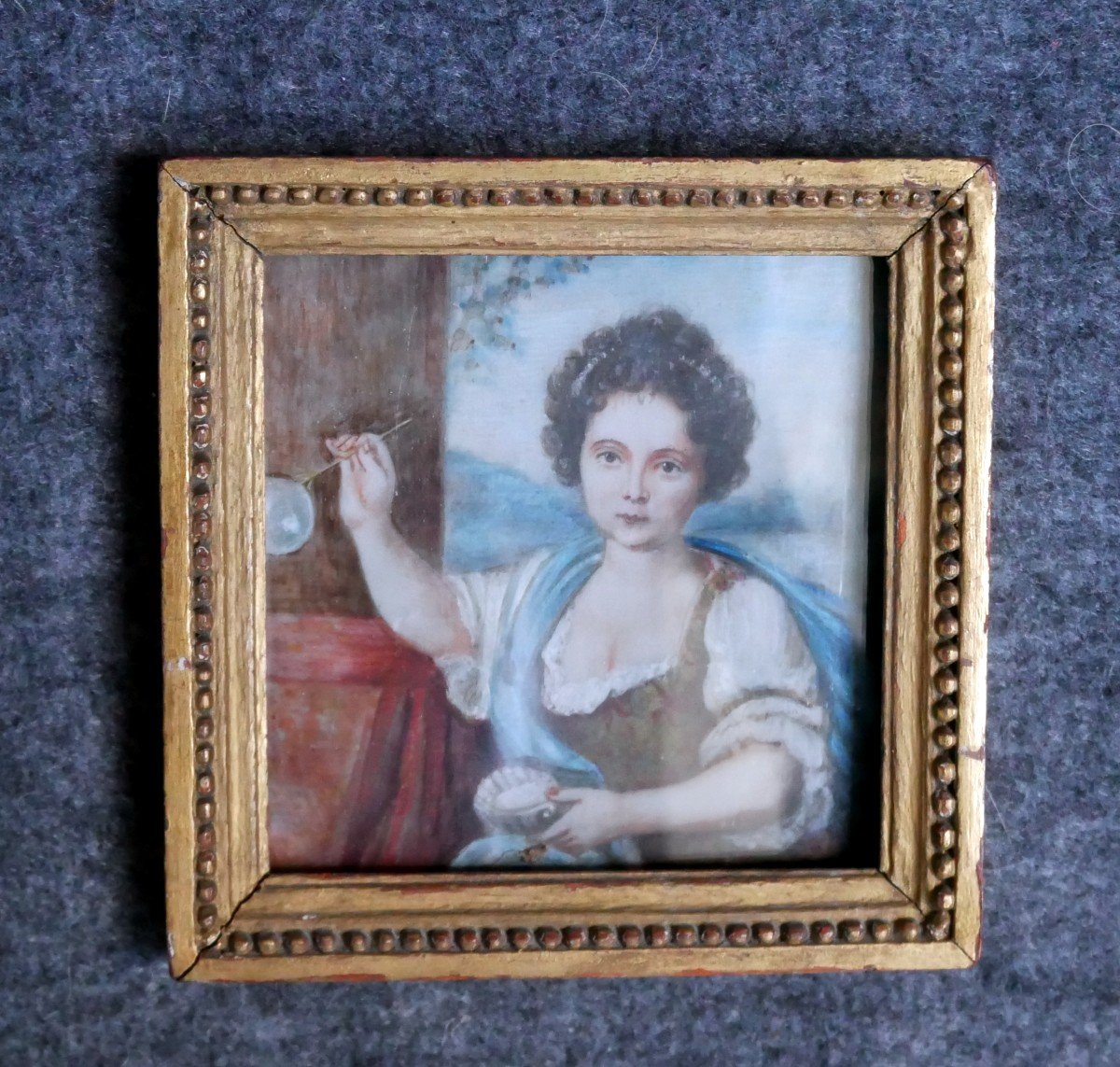 D'après Pierre Mignard, Portrait de Louise-Marie de Bourbon, Miniature, XVIIIème, XIXème