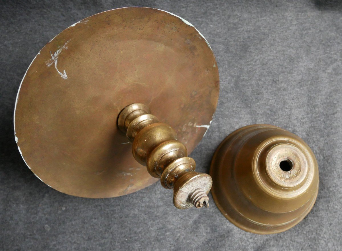 Disc Candlestick, Dutch Bronze Candlestick, 42cm, 17th Century-photo-5