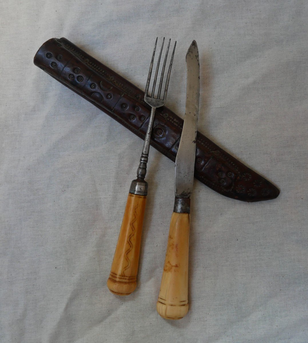 Hunting Or Travel Knife And Fork, Germany, 17th, 18th Century-photo-2