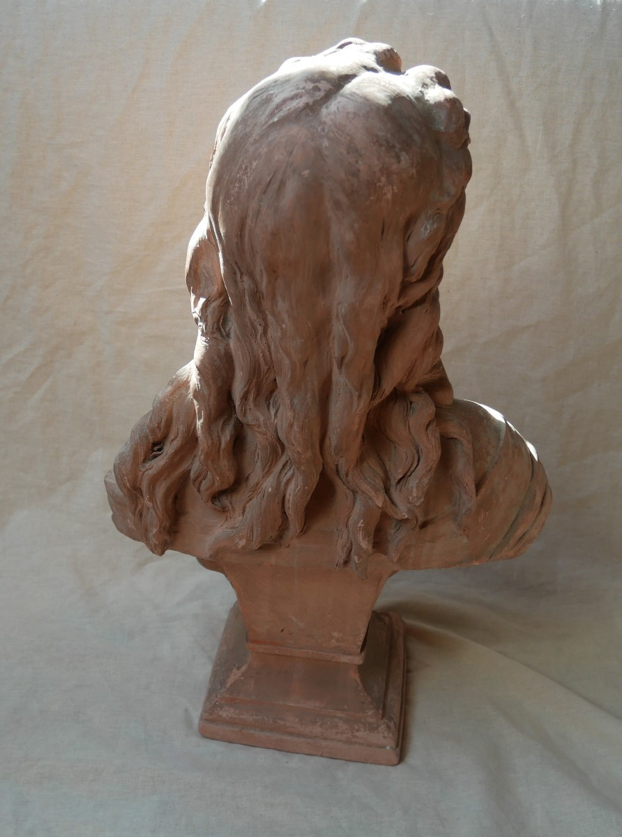 Eugène Tanchette, Buste De Femme En Terre Cuite, XIXème siècle-photo-4