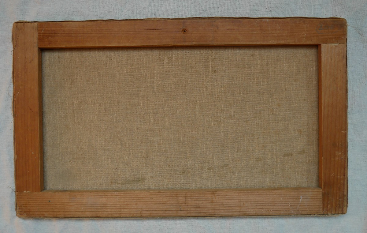 Tableau Naïf, Scène de Chasse à Courre, Huile sur Toile, Cynégétique, Vénerie, 1960-photo-4