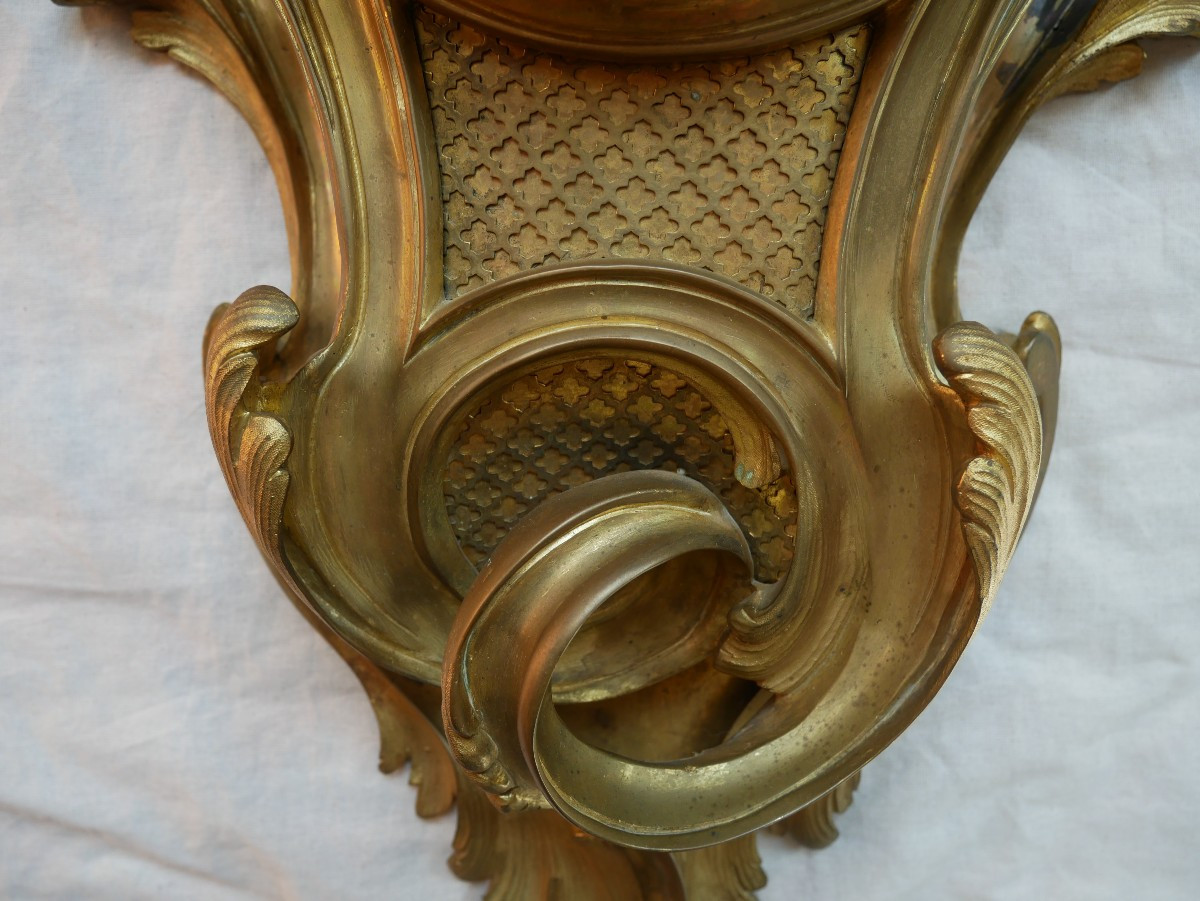 Cartel d'Applique en bronze, Rocaille, Louis XV,  Balthazar, Paris, XVIIIe, XIXe siècle-photo-3