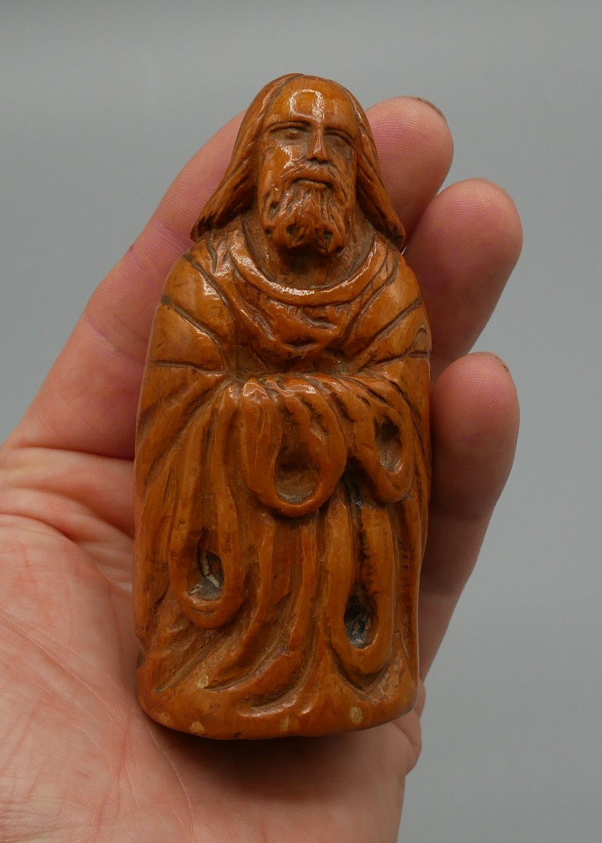 Statuette Erotique en bois sculpté, Moine, Phallique, Erotica, Art Populaire, XIXe-photo-1