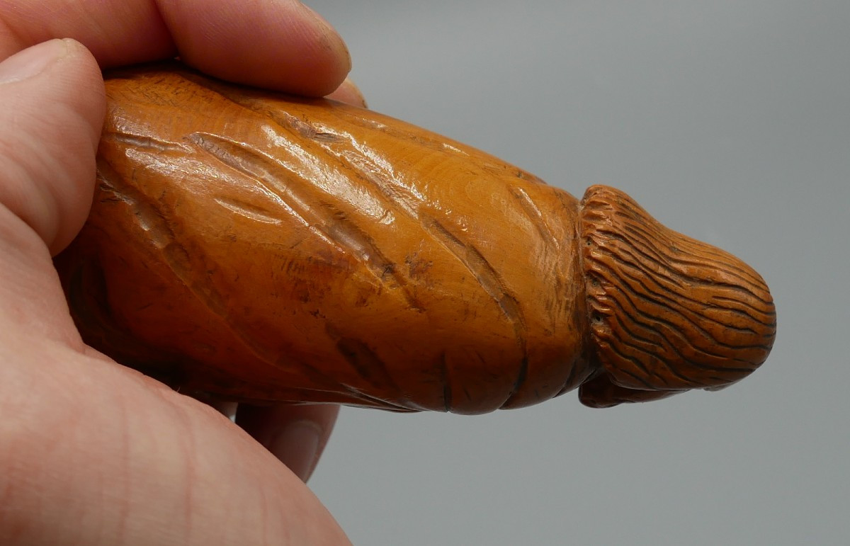 Statuette Erotique en bois sculpté, Moine, Phallique, Erotica, Art Populaire, XIXe-photo-2