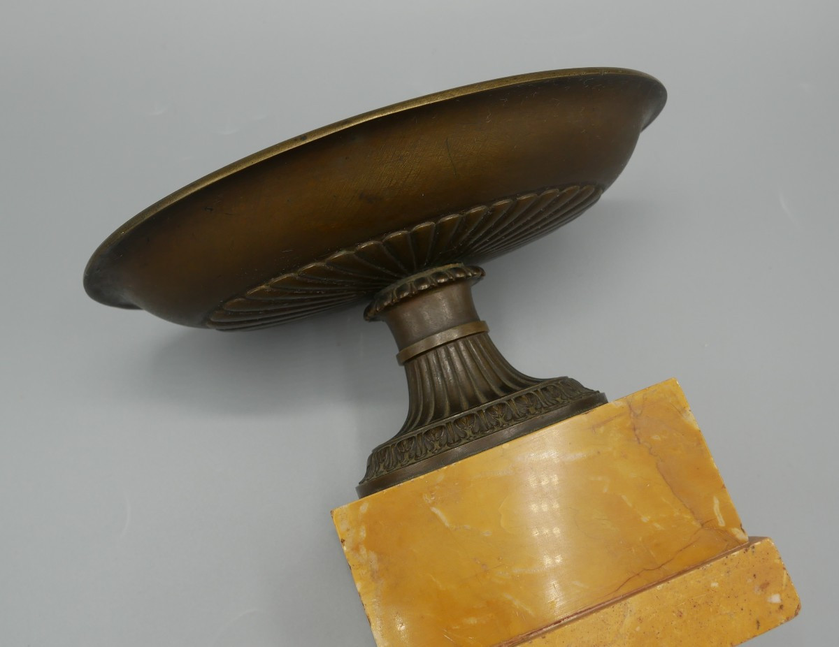 Bronze And Marble Cup, Centerpiece, Empty Pocket, Casserole, Empire, 19th Century-photo-4
