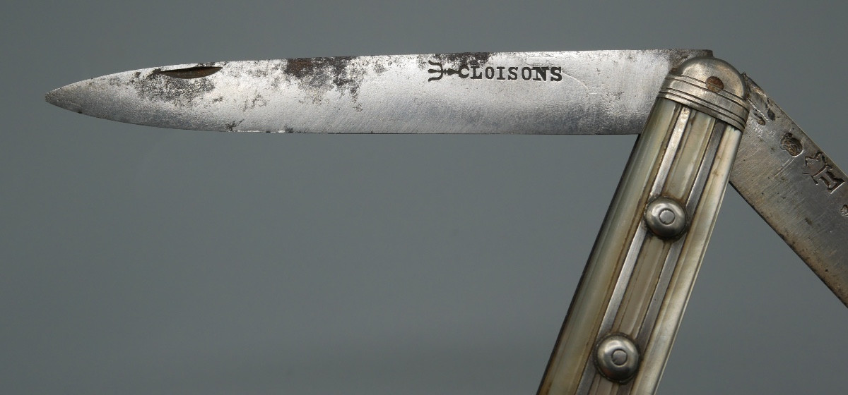 Couteau en nacre et argent, Cloisons, XVIIIème siècle-photo-1