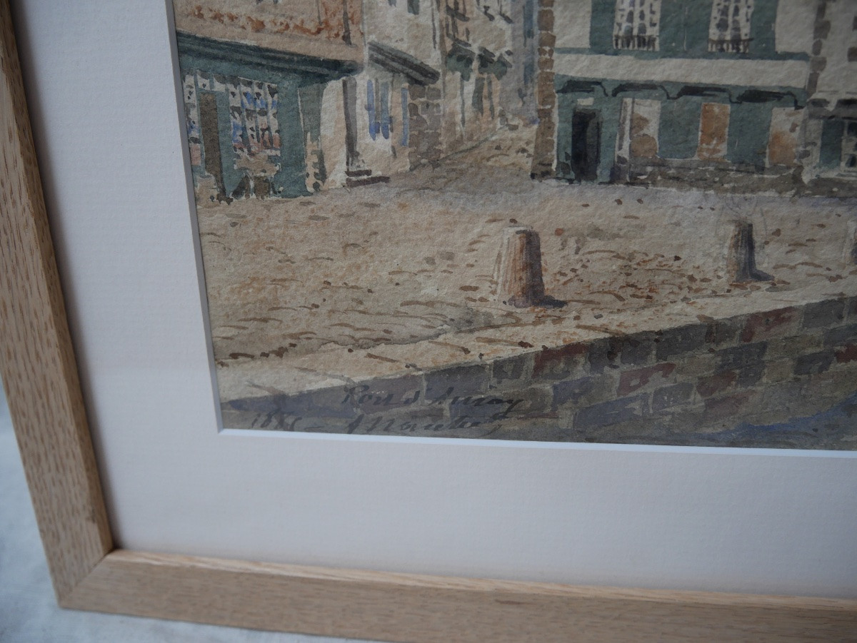 View Of The Port Of Saint-goustan, Auray, Brittany, Watercolor On Paper, 1886-photo-4