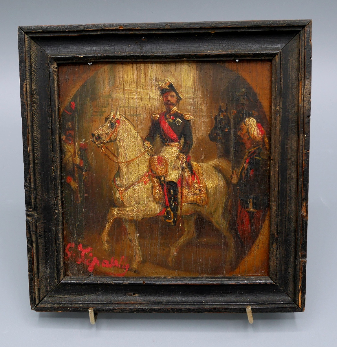 François-gabriel Lépaulle, Napoleon III On Horseback, Oil On Panel, 19th Century