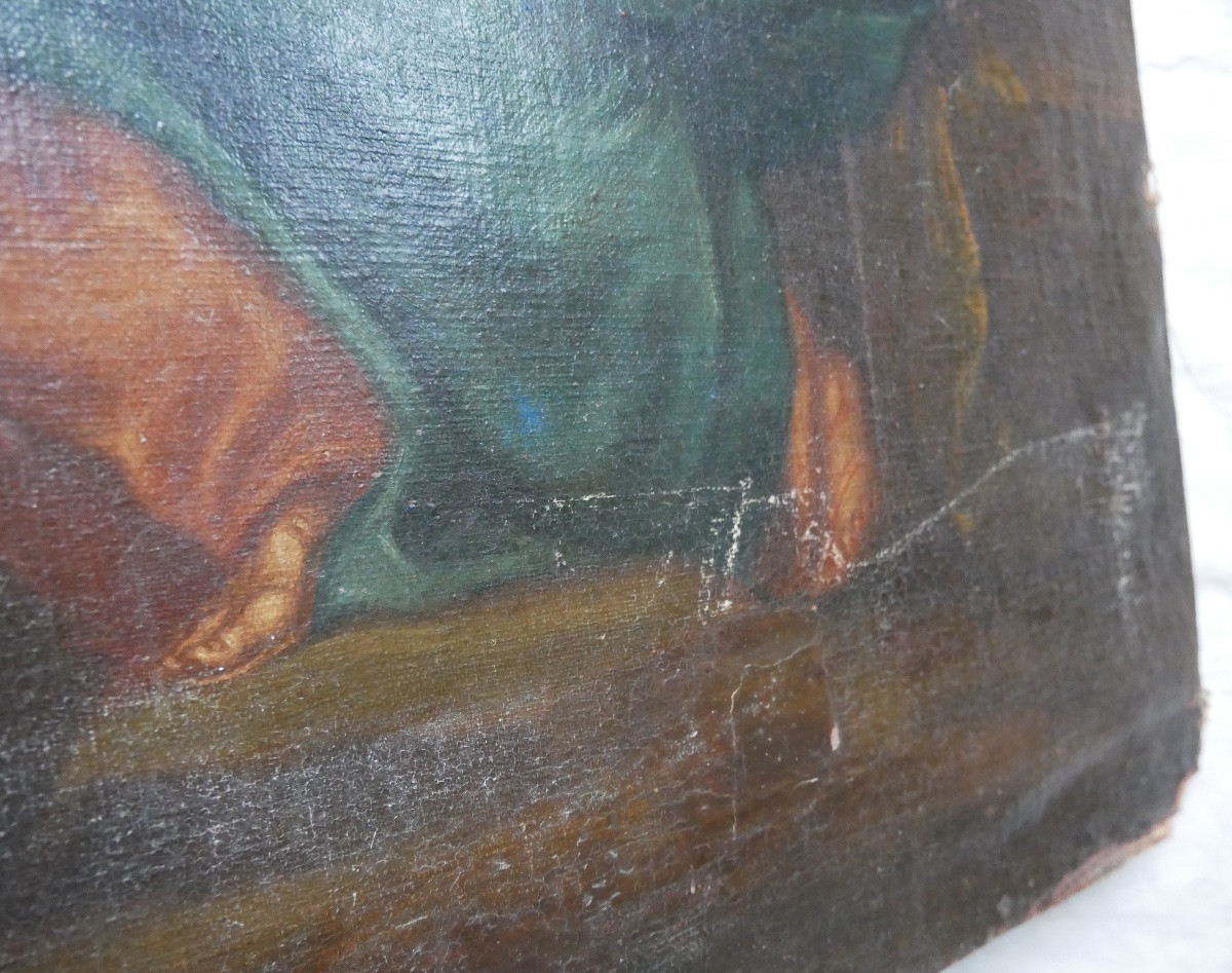Peinture Religieuse, La Sainte Famille, Huile sur Toile, XVIIIème siècle-photo-3