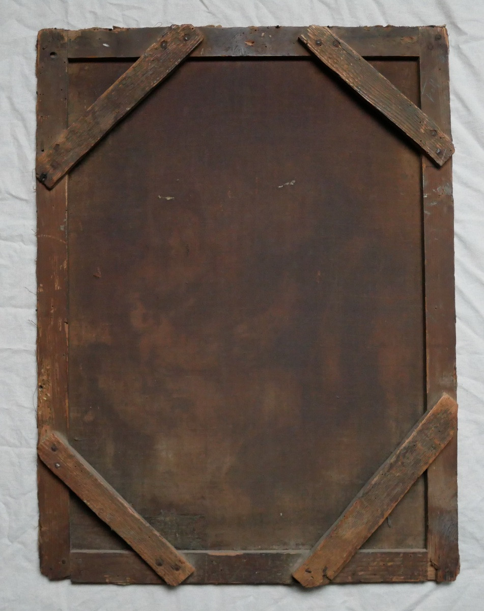 Peinture Religieuse, La Sainte Famille, Huile sur Toile, XVIIIème siècle-photo-1