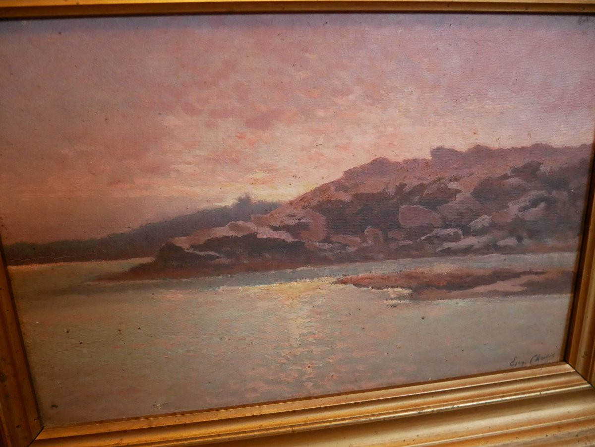 Huile sur Toile, Paysage côtier, Quiberon, Signé, 1900-photo-3