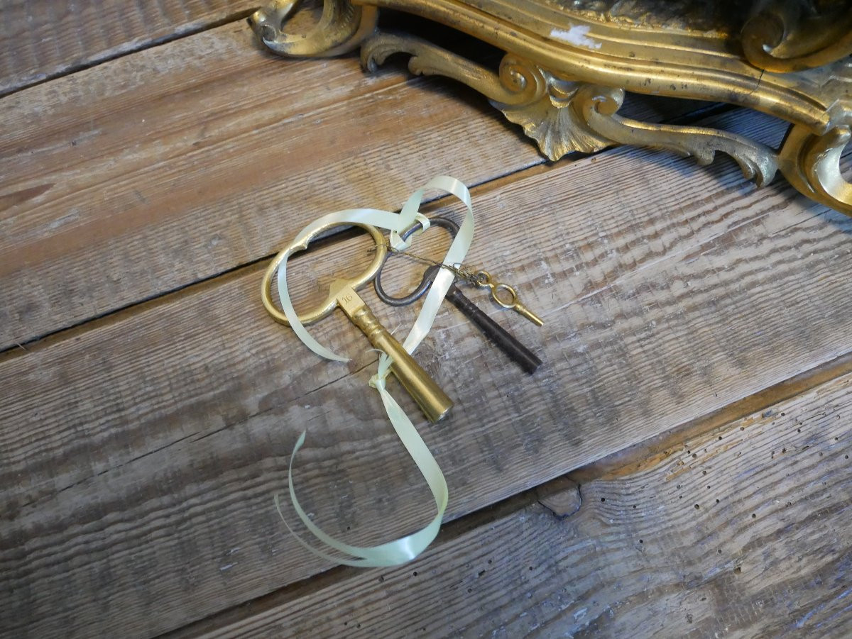 Louis XV Cartel Clock, Gilt Bronze, Cherub, F. Barbedienne, 19th Century-photo-1