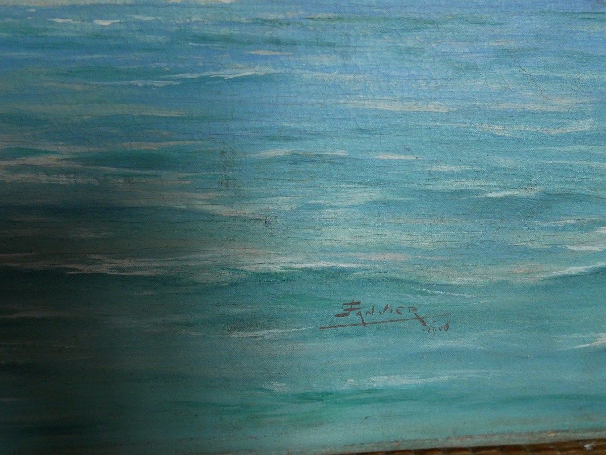 Huile Sur Toile, Vue de Dinard, Importante Huile sur Toile, Signée, 1906-photo-1