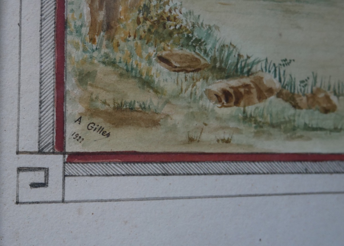 Paire d'Aquarelles, Scènes Indochinoises, A. Gilles, 1922-photo-4