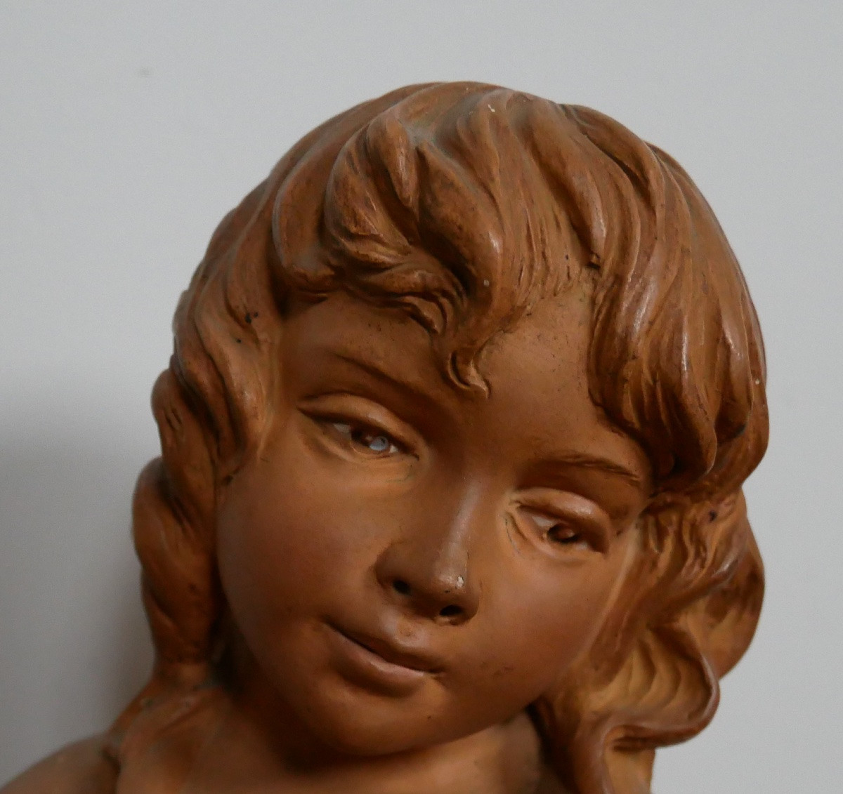 Sujet en terre cuite, Enfant en Prière, Giradet, 1900-photo-3