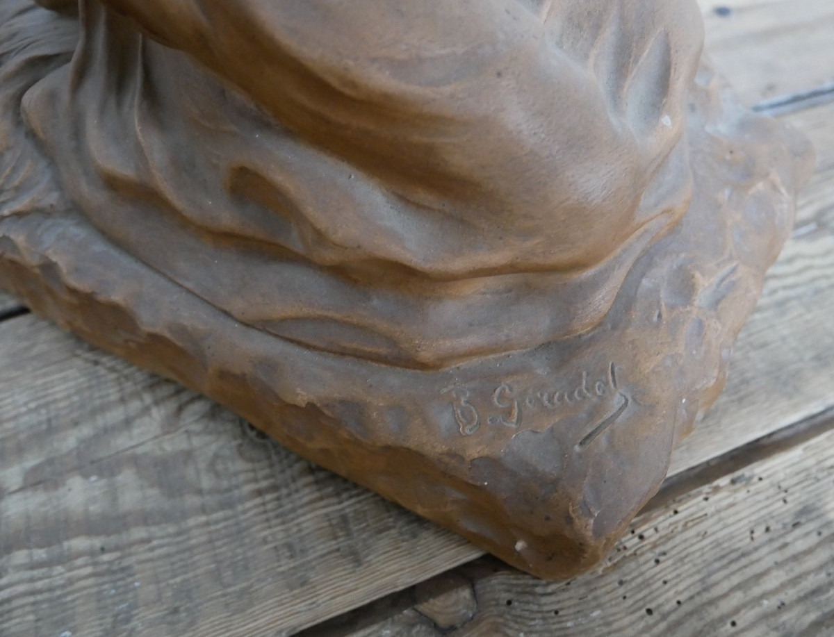 Sujet en terre cuite, Enfant en Prière, Giradet, 1900-photo-4