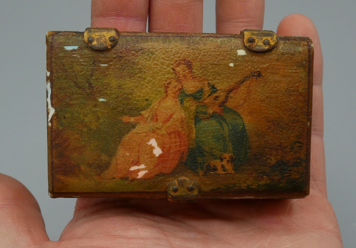 Quadrille Game Box In Arte Povera, Romantic Scene, 18th Century-photo-4