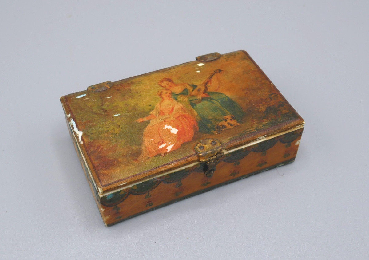 Quadrille Game Box In Arte Povera, Romantic Scene, 18th Century
