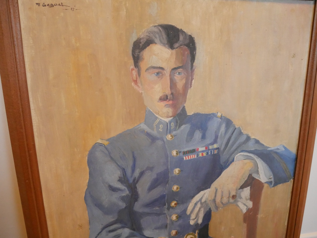 Portrait d'Officier, Huile sur Toile, Signée, Militaire, 1927-photo-3