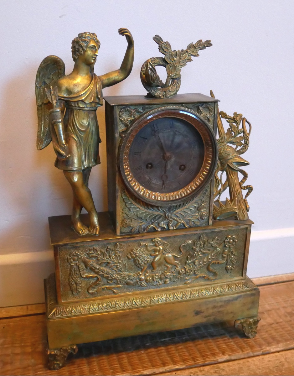 Empire Clock, Apollo, Gilt Bronze, 19th Century