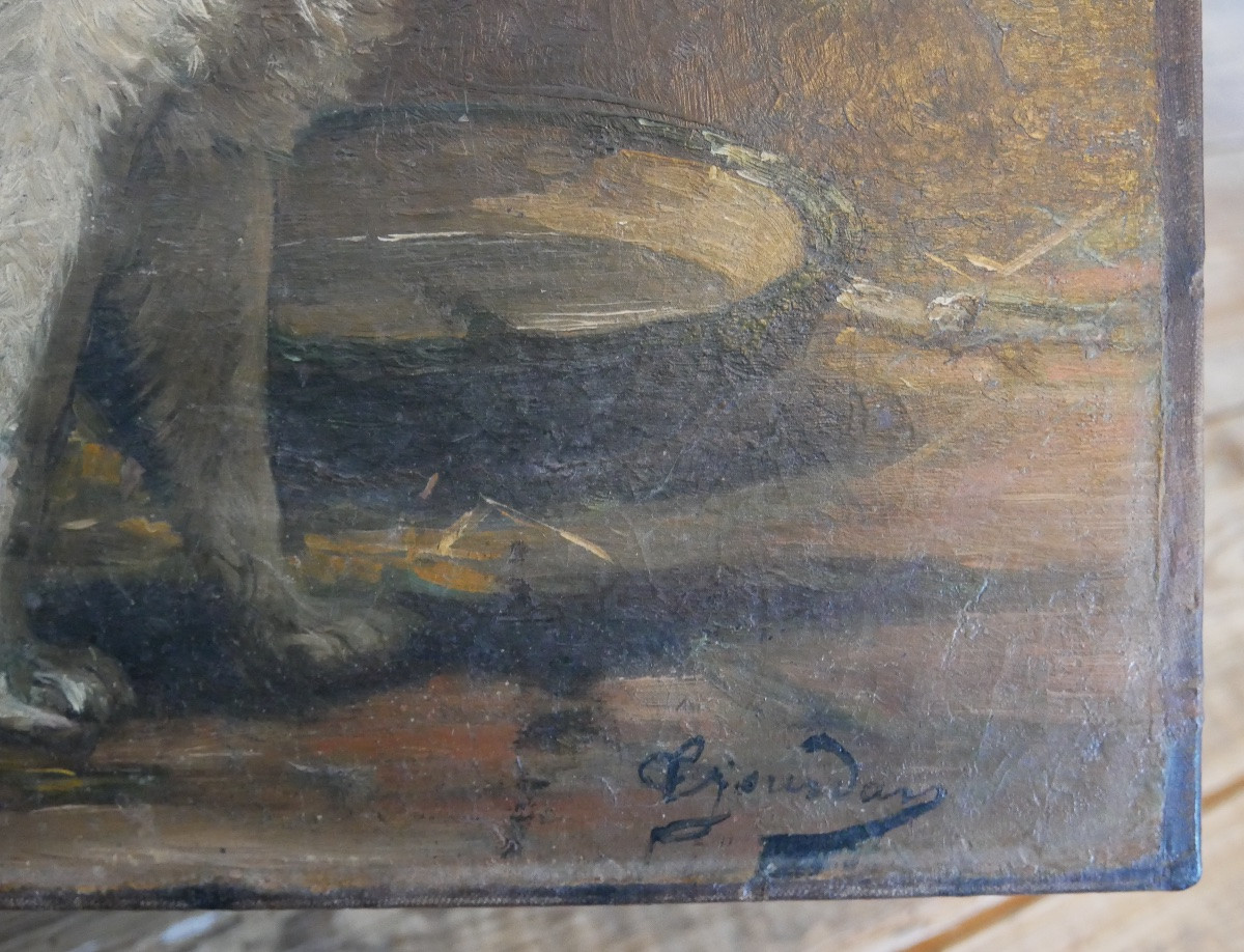 Portrait de Chien, Huile sur Toile, XIXème siècle-photo-3