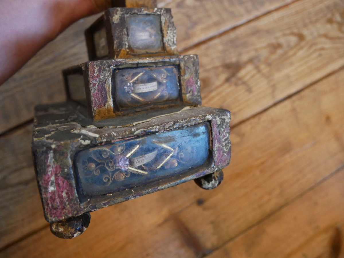 Croix Reliquaires, Paperolles, Christ en Verre Filé de Nevers, XVIIIème siècle-photo-6