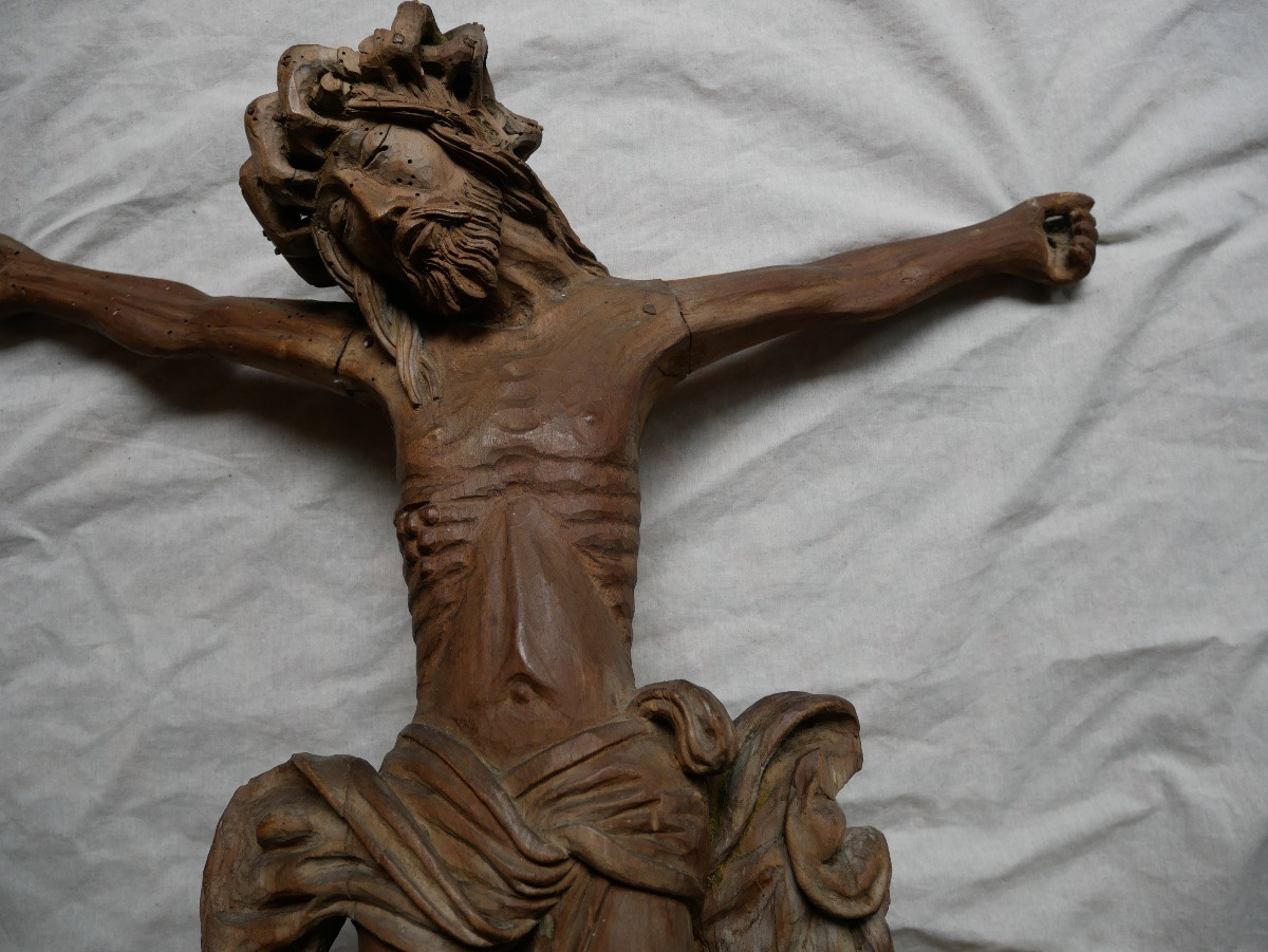 Carved Wood Christ d'Applique, 17th Century-photo-3