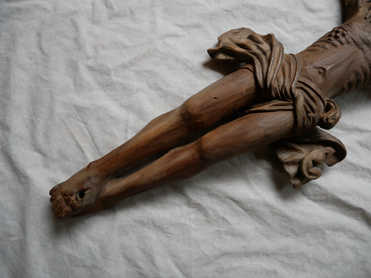 Carved Wood Christ d'Applique, 17th Century-photo-3