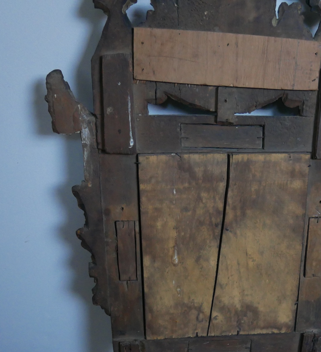 Miroir en Bois Sculpté Polychrome, Corbeille, XVIIIème, XIXème siècle-photo-2