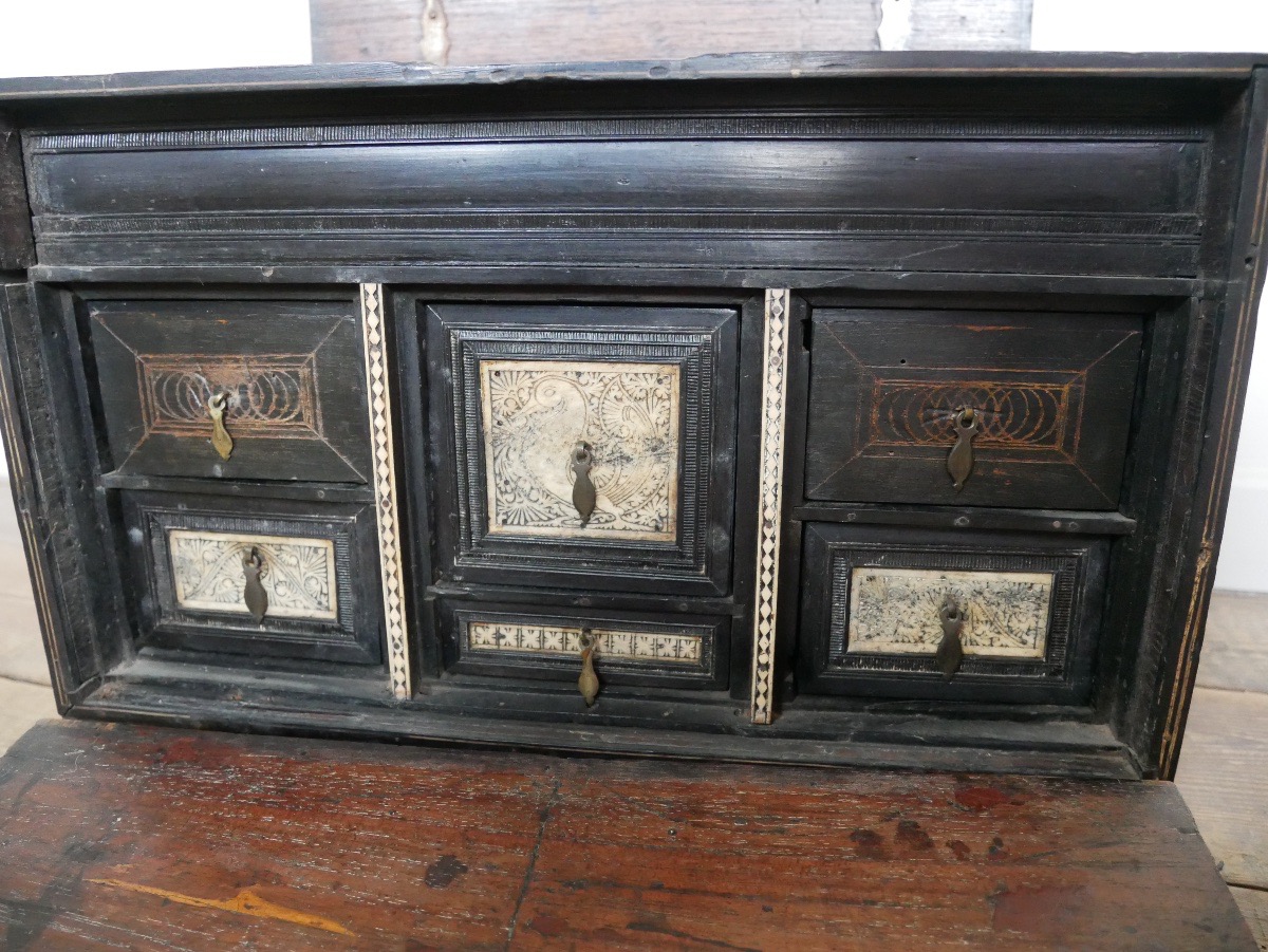 Indo-portuguese Cabinet, Travel Cabinet In Wood And Wood Veneer, 18th, 19th Century-photo-3