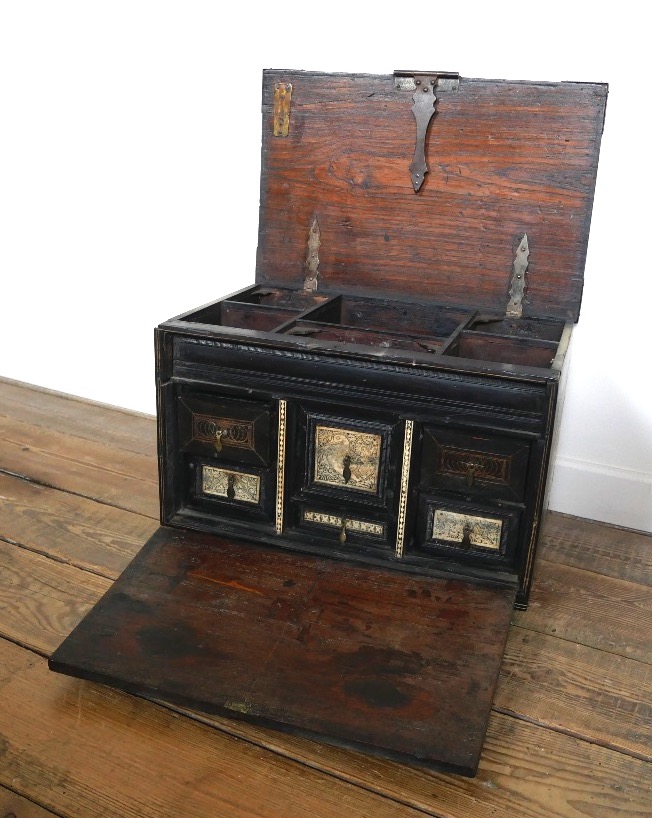 Indo-portuguese Cabinet, Travel Cabinet In Wood And Wood Veneer, 18th, 19th Century