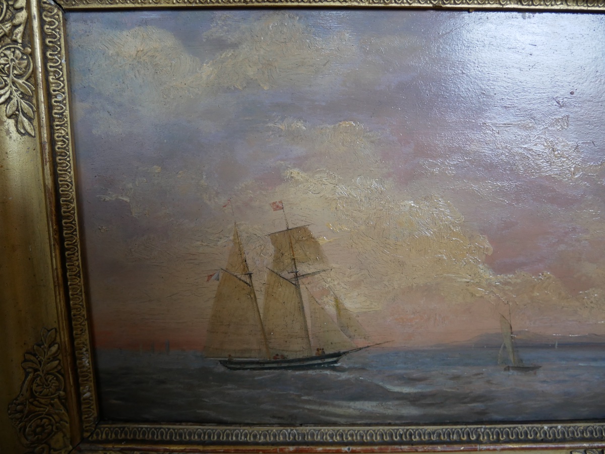 Oil On Panel, Marine, Schooner Isalco, 1836, 19th Century-photo-2