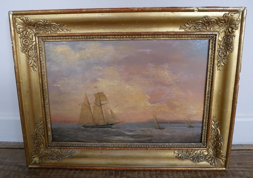 Oil On Panel, Marine, Schooner Isalco, 1836, 19th Century