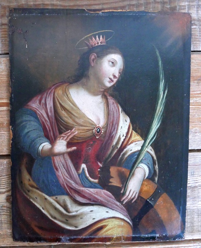 Oil On Panel, Saint Catherine Of Alexandria, 17th, 18th Century