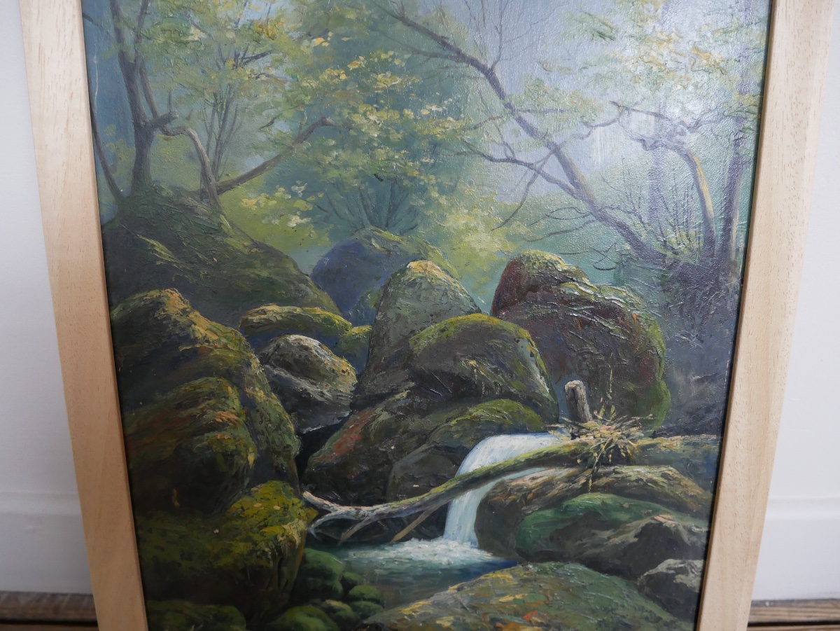 Eugène Eckendorf, Oil On Cardboard, Waterfall, 1900-photo-2