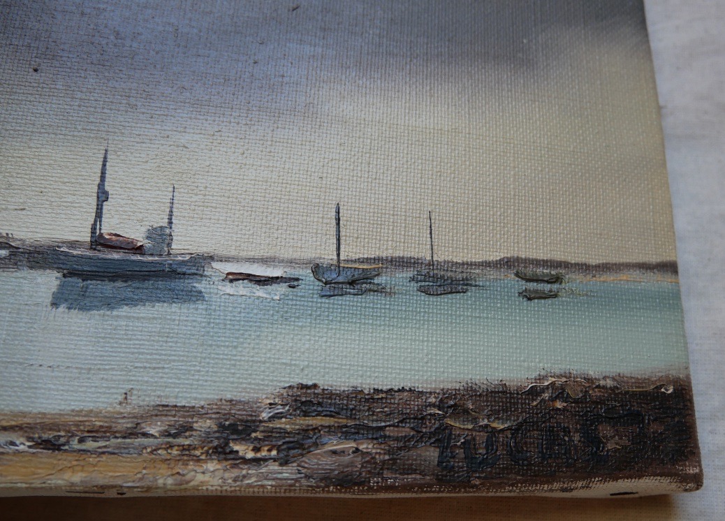 Dany Lucas, Paysage Breton, Marine, Huile sur Toile Signée, XXème-photo-2