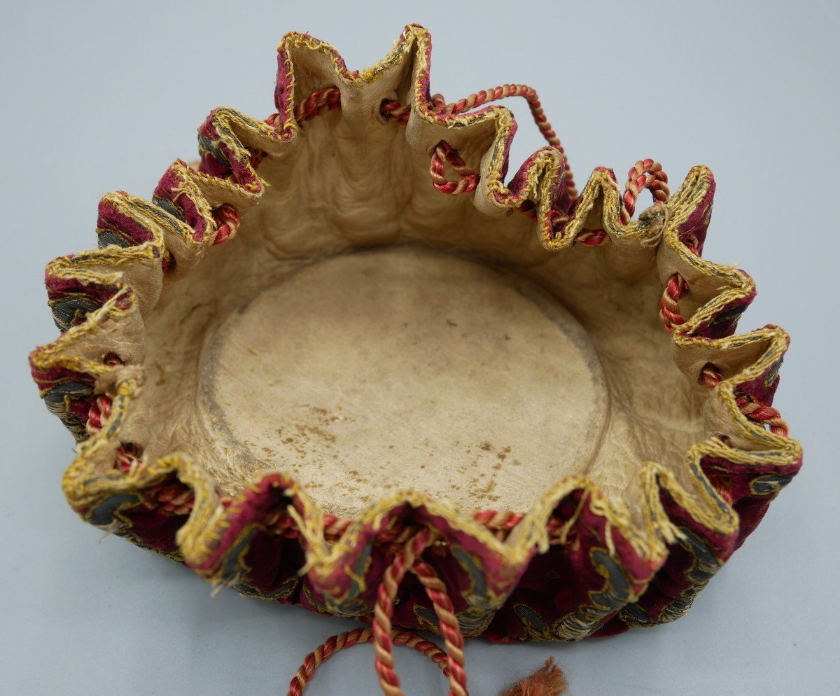 Token Purse In Purple Velvet Embroidered With Lily Flowers, Eighteenth Century-photo-4