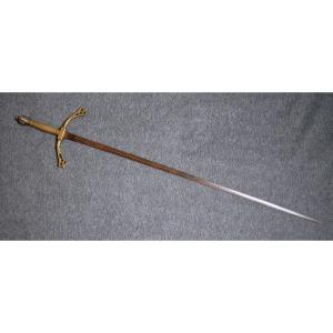 Theater Sword, Fencing, In Wrought And Engraved Iron, 19th Century