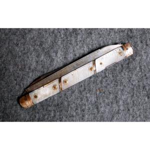 Folding Travel Knife, Mother-of-pearl, Gold And Silver, Engraved Blade, Silver Blade, Louis XV, 18th Century