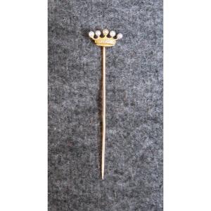 Count's Crown Brooch In Gold, Lapel Pin, Royalist, Count's Crown, 19th Century