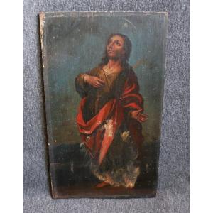 Peinture Religieuse, Saint, Huile Sur Panneau, XVIIème, XVIIIème Siècle
