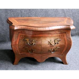 Miniature Commode In Wood And Wood Veneer, Louis XV Style, Master Work, 19th Century