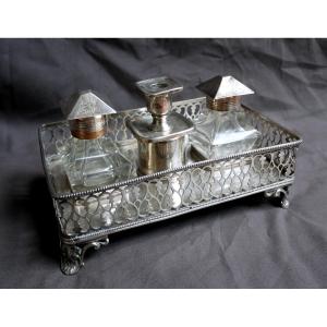 Office Inkwell In Silver Metal And Silver, 18th Century